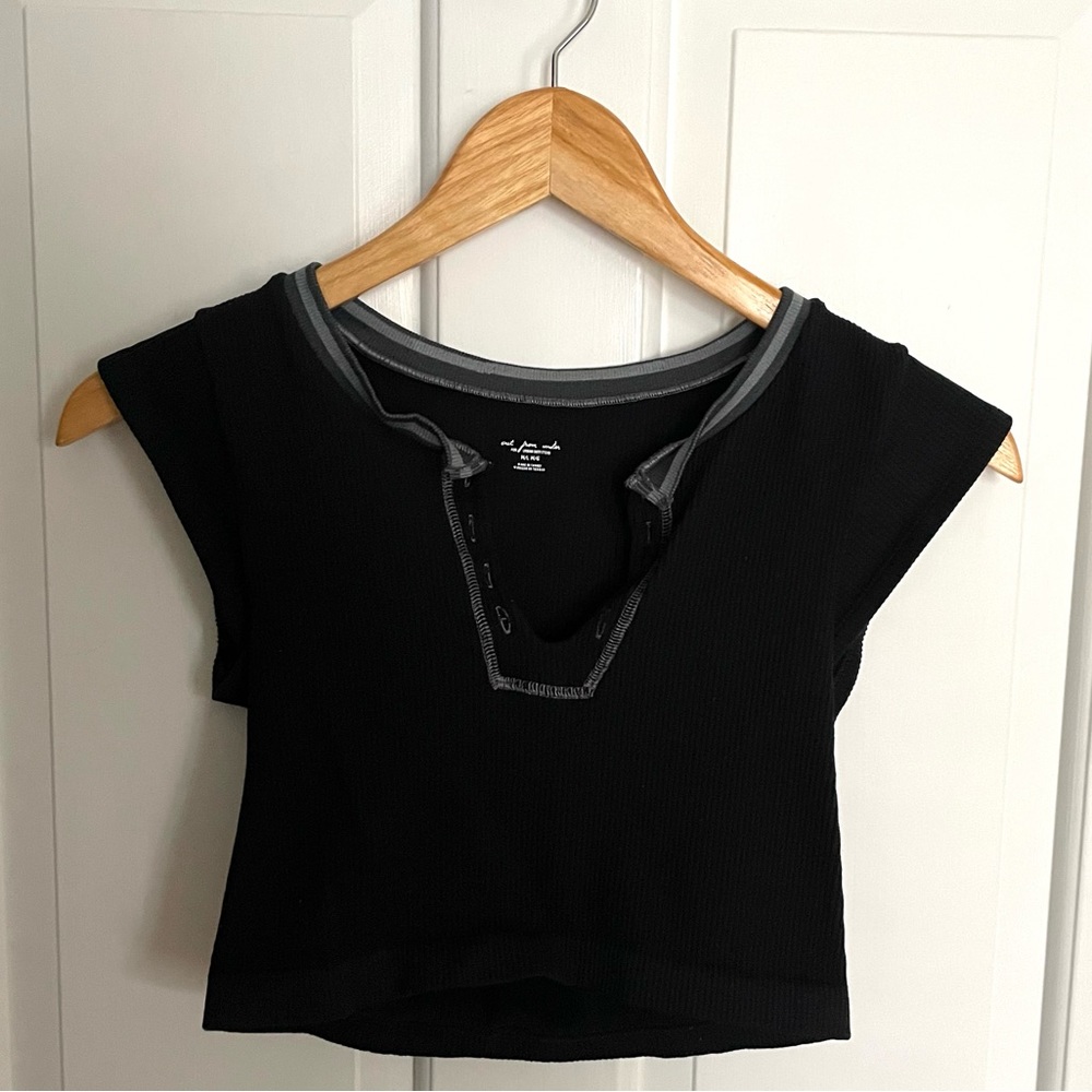 Urban Outfitters Out From Under “Go For Gold” Cropped Short Sleeve Shirt
